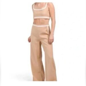 7 For All Mankind Beige and white Wide-Leg Pants and matching top set